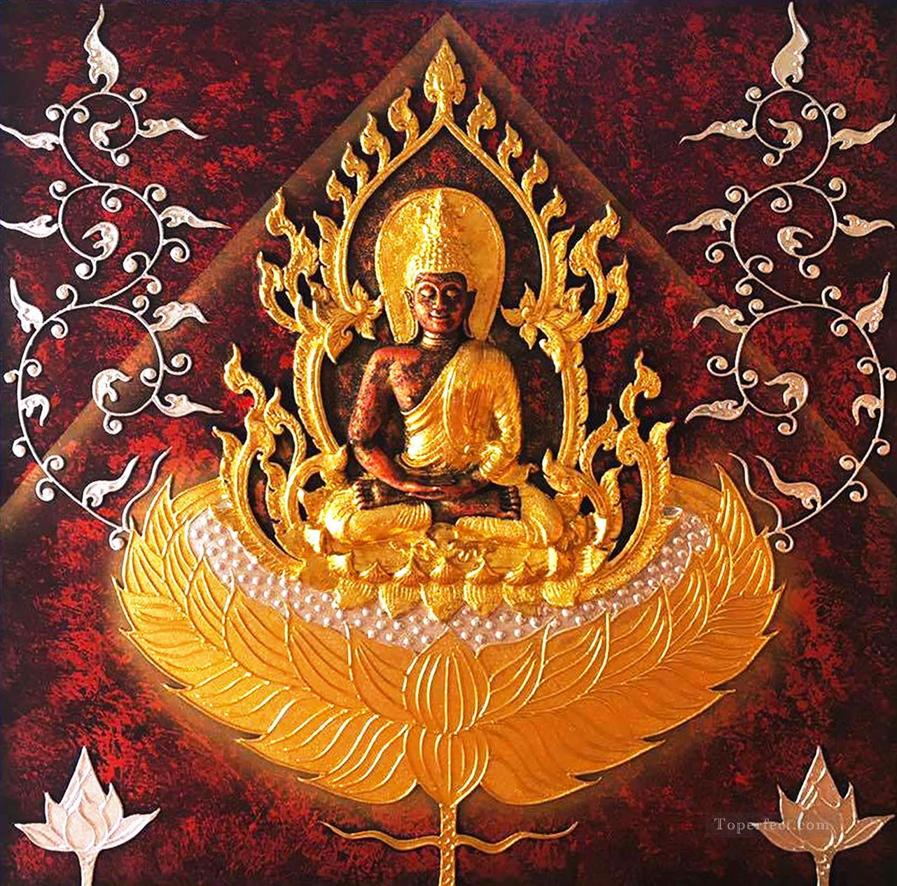 タイの金銀粉仏教油絵
